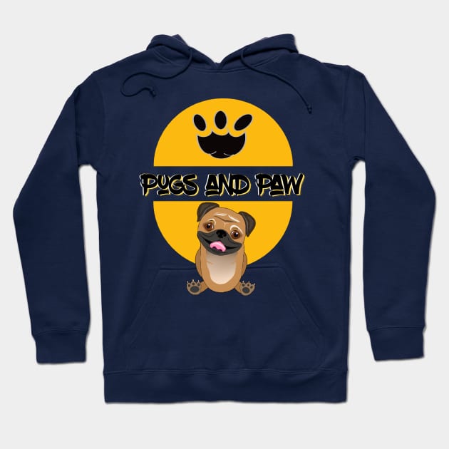 Cute pug and paw Hoodie by chrstdnl